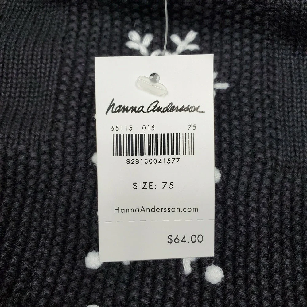 Hanna Andersson Knit‎ Dress Sz 75 Cm 12-18 Month Holiday Novelty Black Snowflake